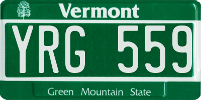 VT license plate YRG559