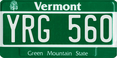 VT license plate YRG560