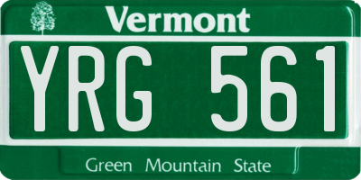 VT license plate YRG561