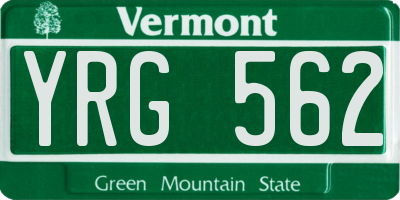 VT license plate YRG562