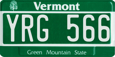 VT license plate YRG566