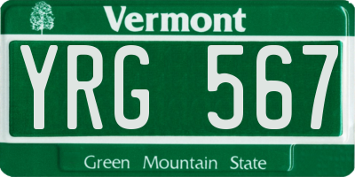 VT license plate YRG567