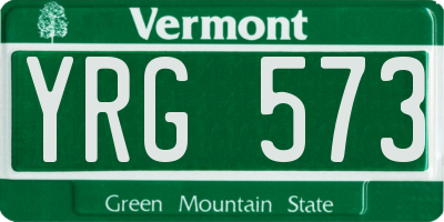 VT license plate YRG573