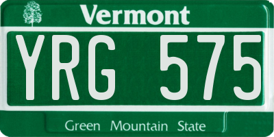 VT license plate YRG575