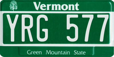 VT license plate YRG577
