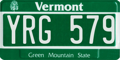 VT license plate YRG579