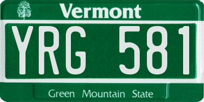 VT license plate YRG581