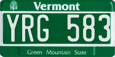 VT license plate YRG583