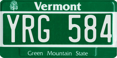 VT license plate YRG584