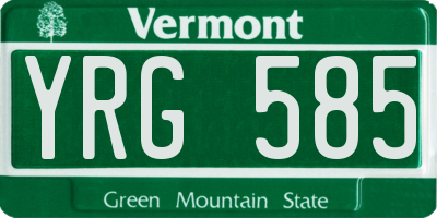 VT license plate YRG585