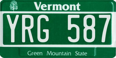 VT license plate YRG587