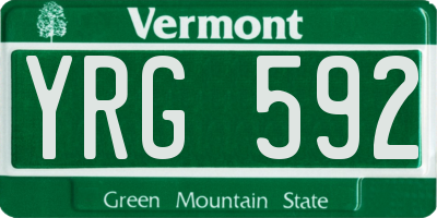 VT license plate YRG592