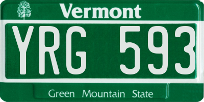 VT license plate YRG593