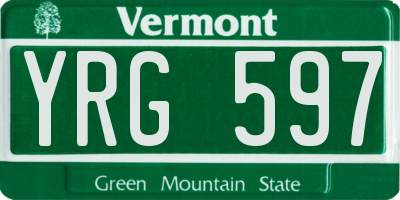 VT license plate YRG597