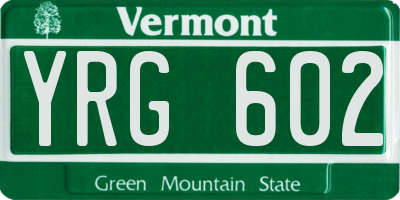 VT license plate YRG602