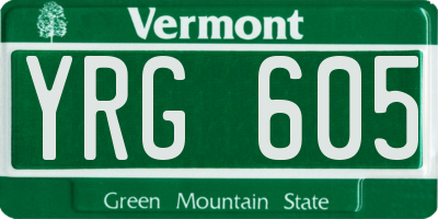 VT license plate YRG605