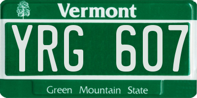 VT license plate YRG607