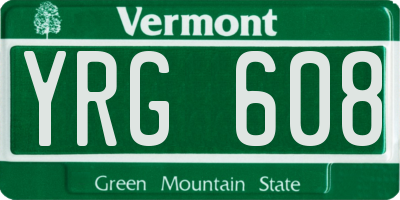 VT license plate YRG608