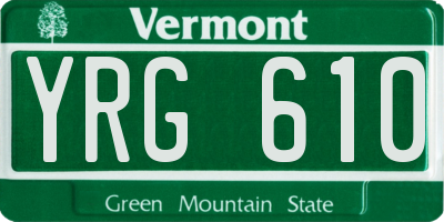 VT license plate YRG610
