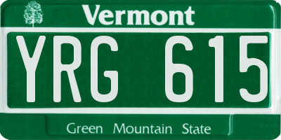 VT license plate YRG615