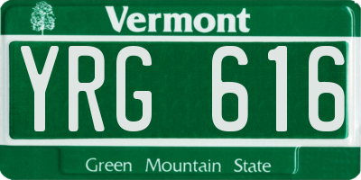 VT license plate YRG616