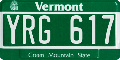 VT license plate YRG617