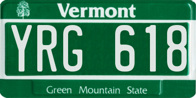 VT license plate YRG618