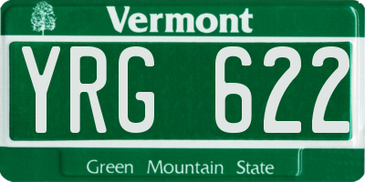 VT license plate YRG622