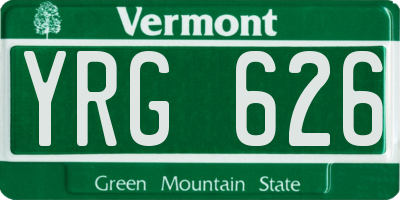 VT license plate YRG626