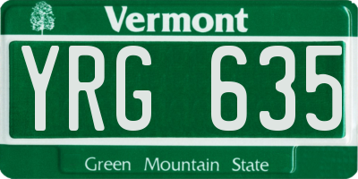 VT license plate YRG635