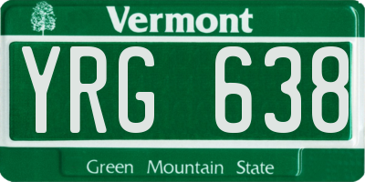 VT license plate YRG638