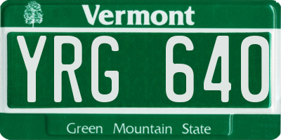 VT license plate YRG640