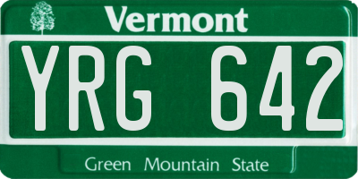 VT license plate YRG642
