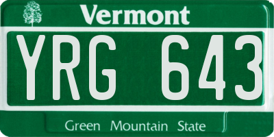 VT license plate YRG643