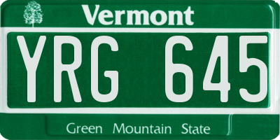 VT license plate YRG645