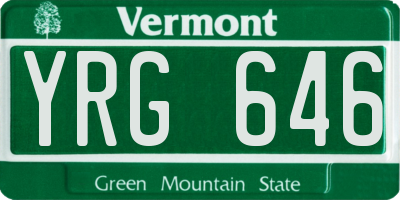 VT license plate YRG646