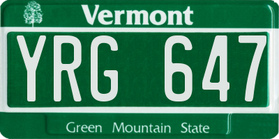 VT license plate YRG647