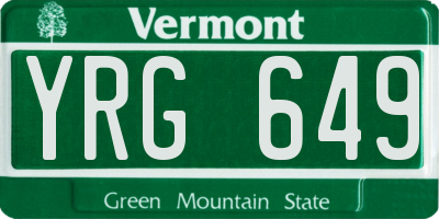 VT license plate YRG649