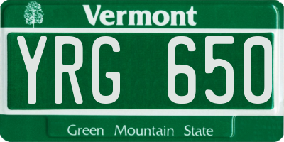 VT license plate YRG650