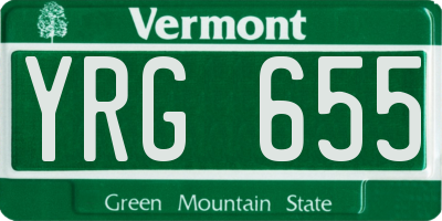 VT license plate YRG655