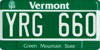 VT license plate YRG660