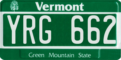 VT license plate YRG662
