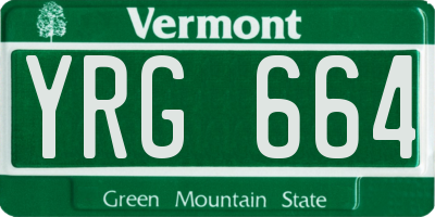 VT license plate YRG664
