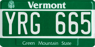 VT license plate YRG665