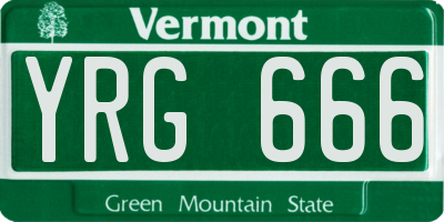 VT license plate YRG666