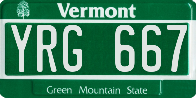 VT license plate YRG667