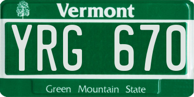 VT license plate YRG670