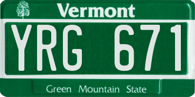 VT license plate YRG671