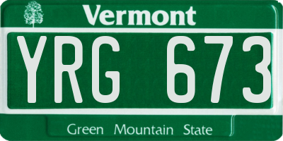 VT license plate YRG673