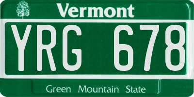 VT license plate YRG678